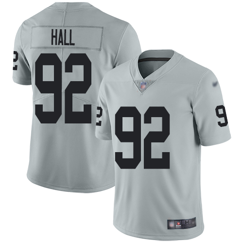 Men Oakland Raiders Limited Silver P J  Hall Jersey NFL Football #92 Inverted Legend Jersey->oakland raiders->NFL Jersey